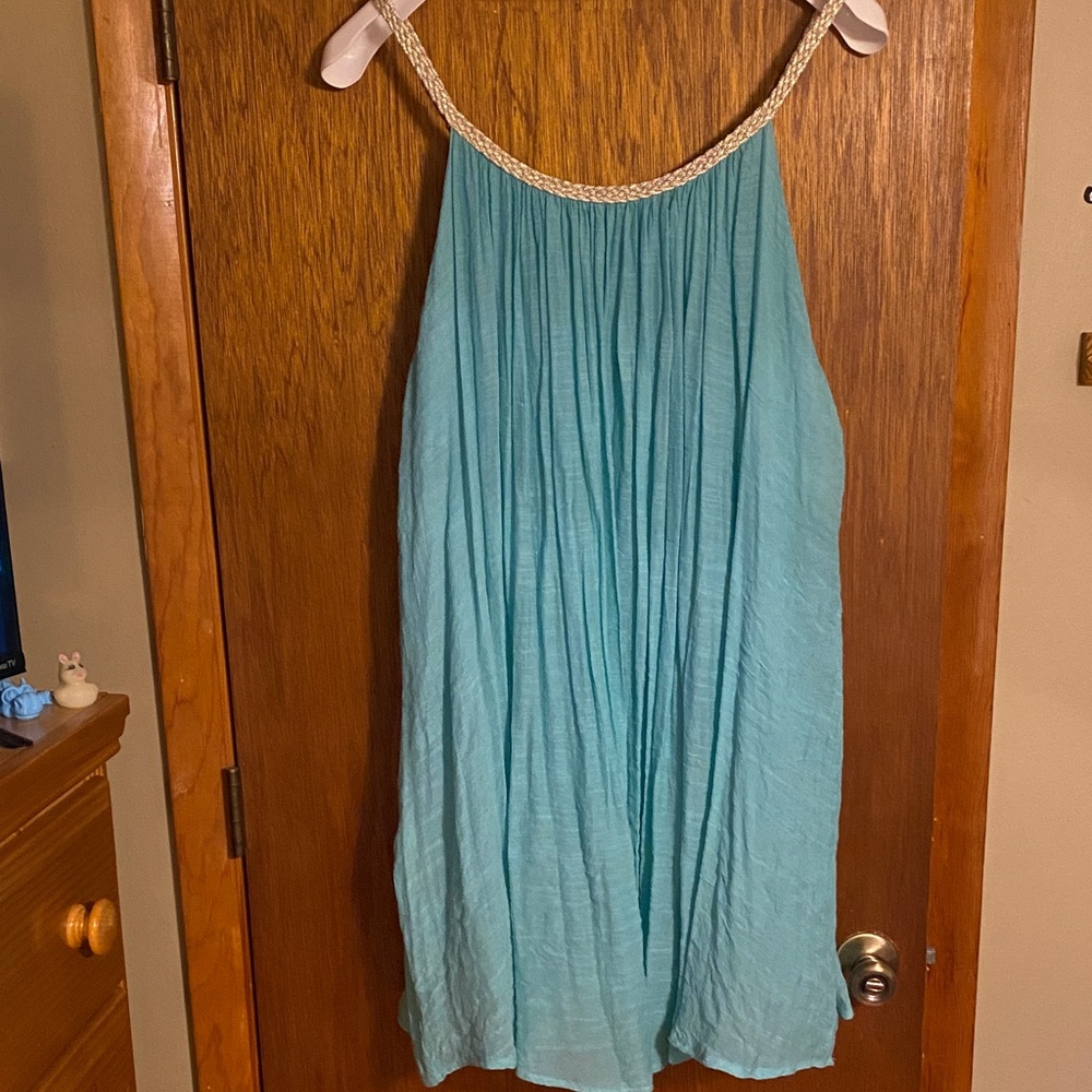 Turquoise Sleeveless Dress with Braided Strap🍀